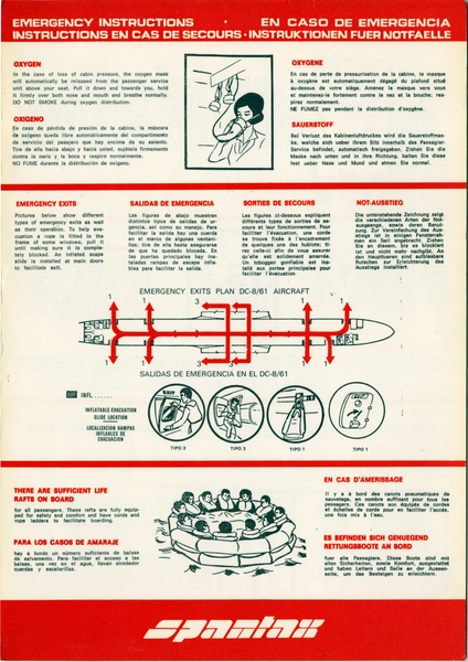 Image: safety information card: Spantax, Douglas DC-8-61