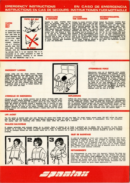 Image: safety information card: Spantax, Douglas DC-8-61