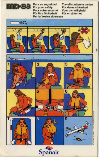 Image: safety information card: Spanair, McDonnell Douglas MD-83