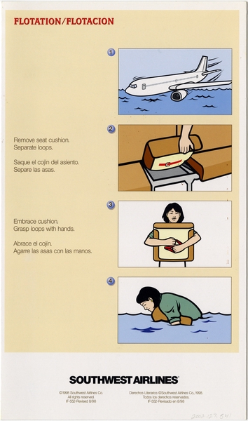 Image: safety information card: Southwest Airlines, Boeing 737