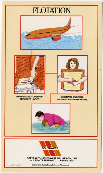 Image: safety information card: Southwest Airlines, Boeing 737