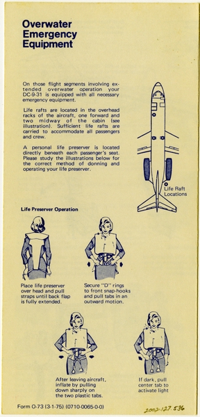 Image: safety information card: Southern Airways, Douglas DC-9-31