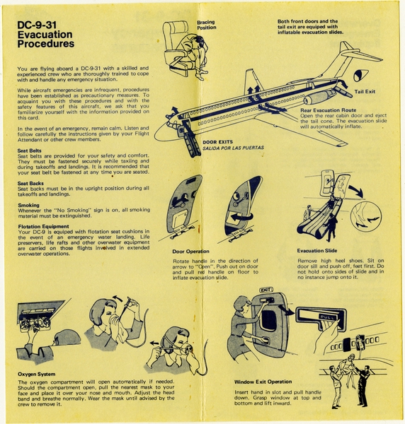 Image: safety information card: Southern Airways, Douglas DC-9-31