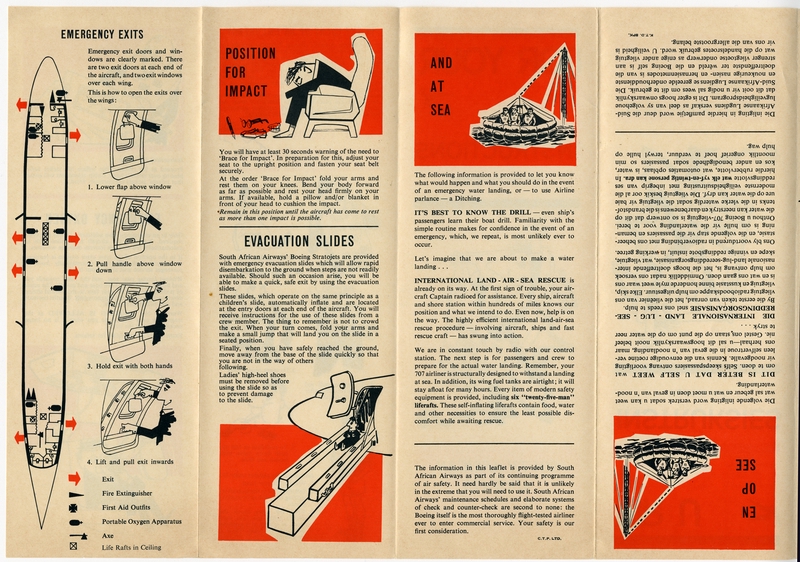 Image: safety information card: South African Airways, Boeing 707