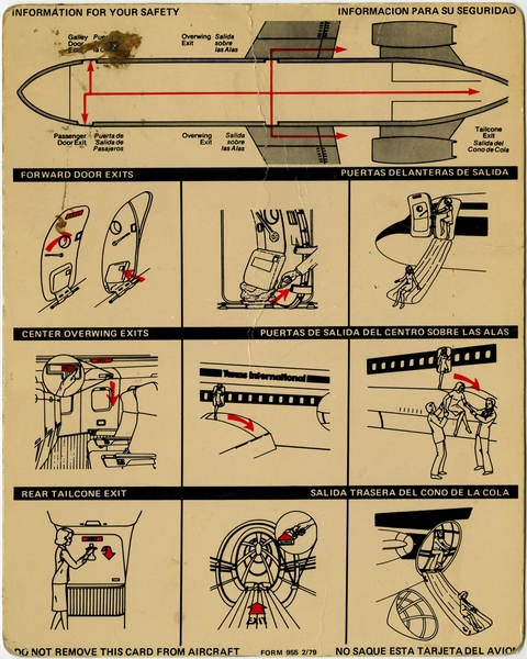 Image: safety information card: Texas International Airlines, Douglas DC-9-10