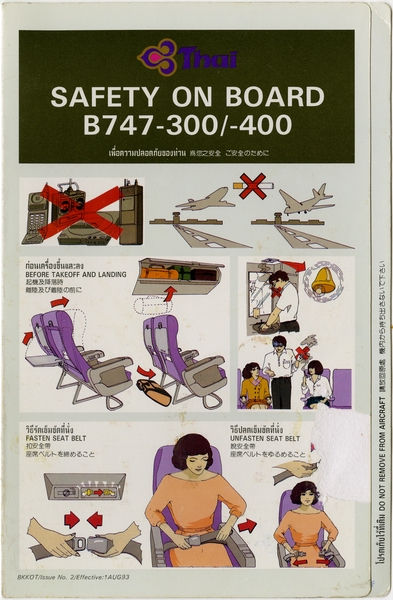 Image: safety information card: Thai Airways International, Boeing 747-300/400