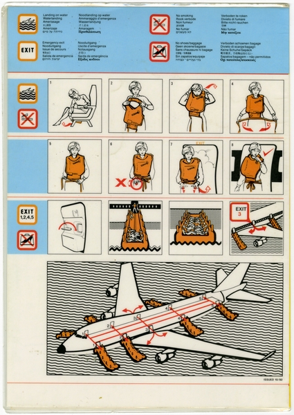 Image: safety information card: South African Airways, Boeing 747-400
