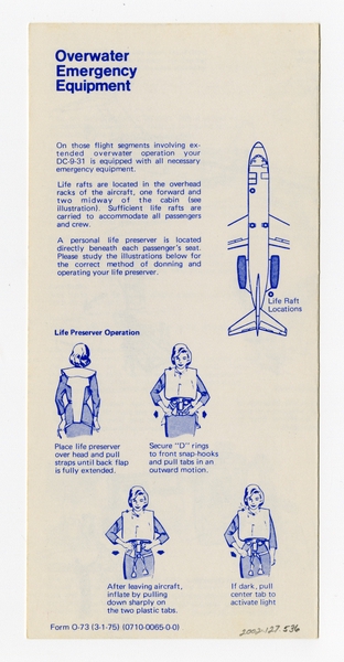 Image: safety information card: Southern Airways, Douglas DC-9-31