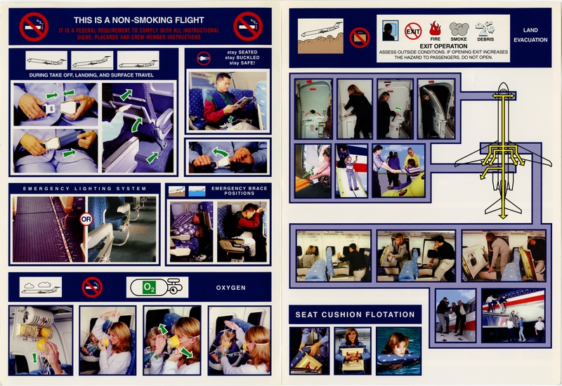 Image: safety information card: American Airlines, McDonnell Douglas MD-80