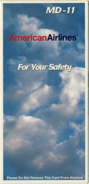 Image: safety information card: American Airlines, McDonnell Douglas MD-11