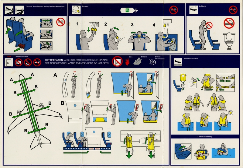 Image: safety information card: American Airlines, McDonnell Douglas MD-11