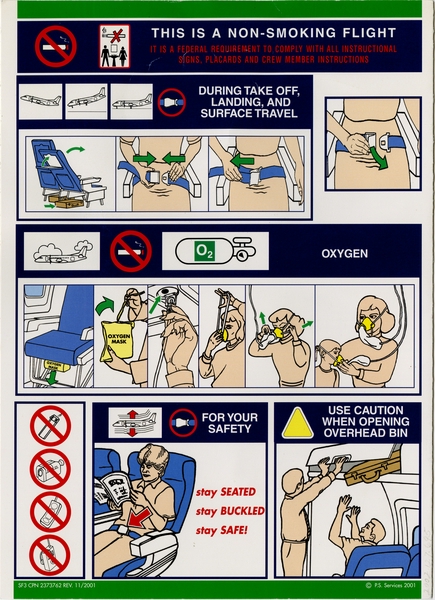 Image: safety information card: American Eagle, Saab