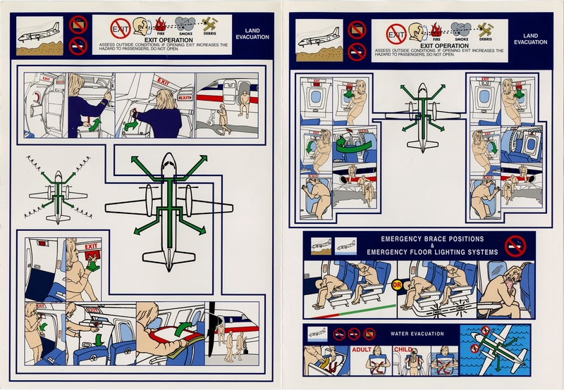 Image: safety information card: American Eagle, Saab