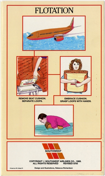 Image: safety information card: Southwest Airlines, Boeing 737
