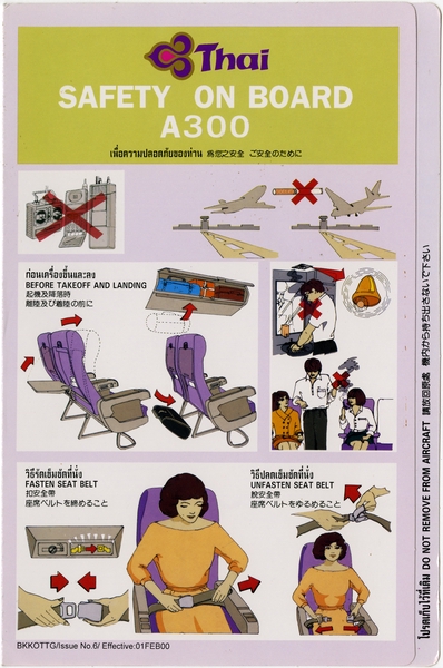 Image: safety information card: Thai Airways International, Airbus A300