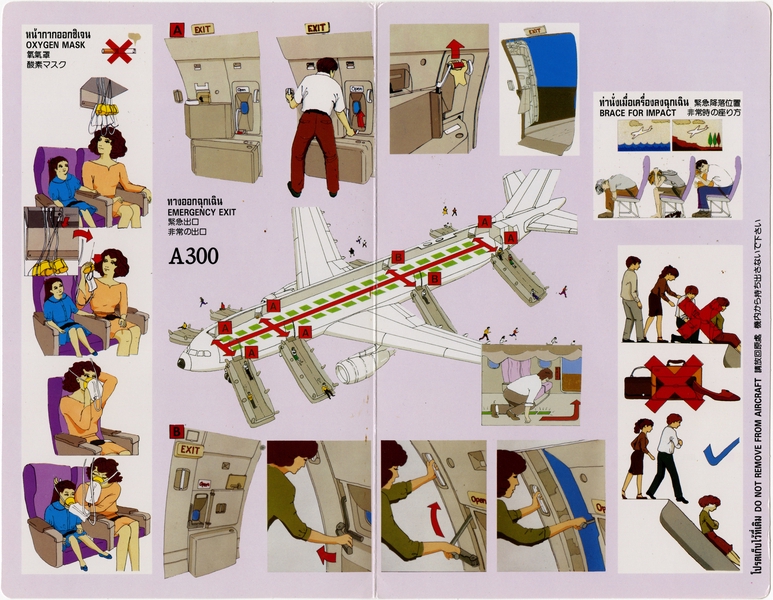 Image: safety information card: Thai Airways International, Airbus A300