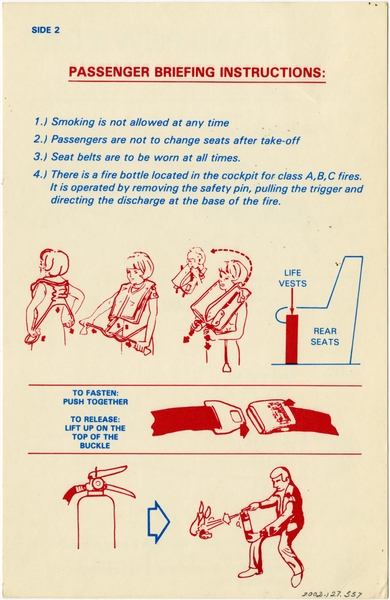Image: safety information card: Trans New York, Helicopter
