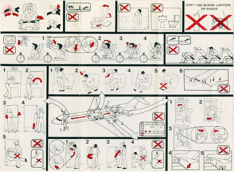 Image: safety information card: TransOcean Airways, Boeing 727-200