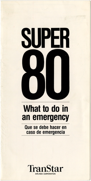 Image: safety information card: TranStar Airlines, Douglas DC-9 Super 80