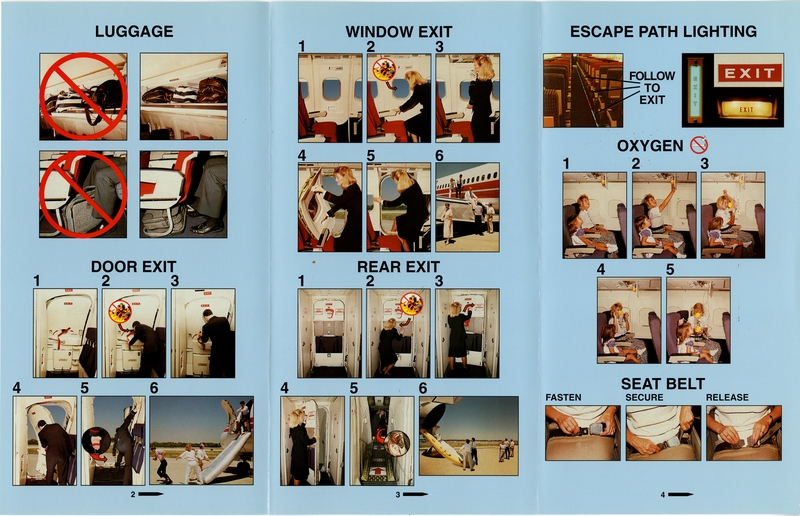 Image: safety information card: TWA (Trans World Airlines), McDonnell Douglas MD-80