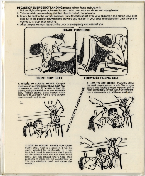 Image: safety information card: Travel a GoGo, Convair 880