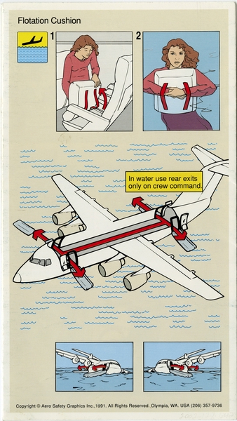 Image: safety information card: United Express, British Aerospace BAe-146