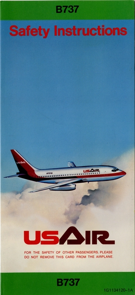 Image: safety information card: USAir, Boeing 737