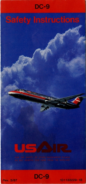 Image: safety information card: USAir, Douglas DC-9