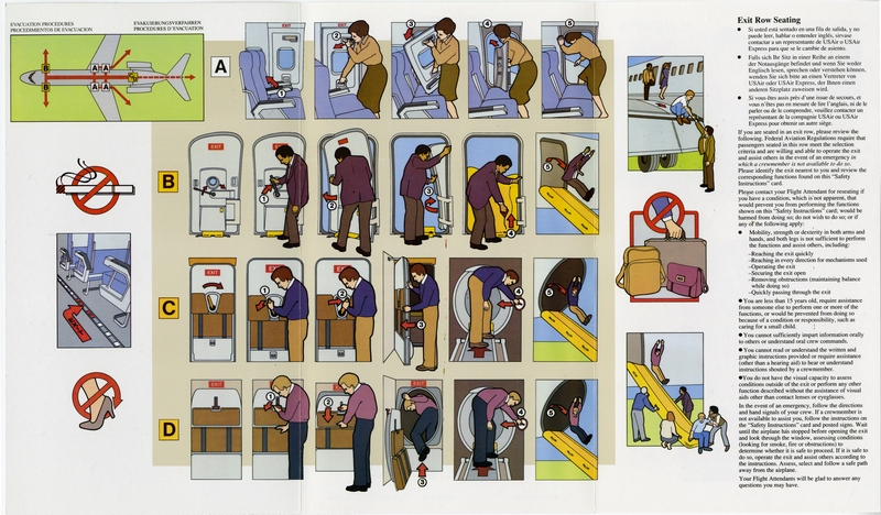 Image: safety information card: USAir, Douglas DC-9