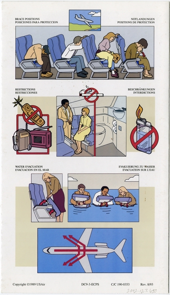 Image: safety information card: USAir, Douglas DC-9