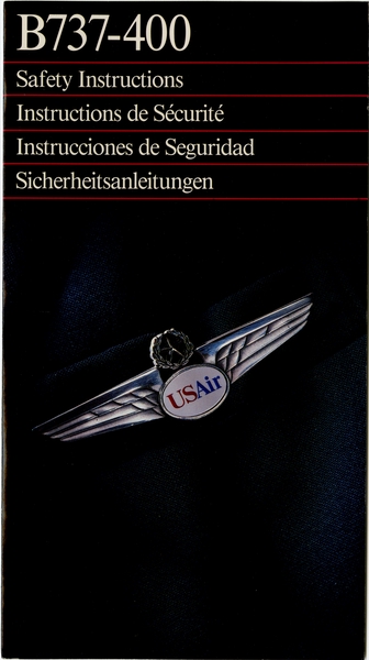 Image: safety information card: USAir, Boeing 737-400