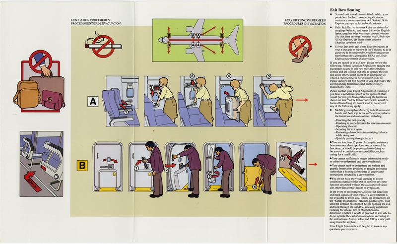 Image: safety information card: USAir, Boeing 737-400