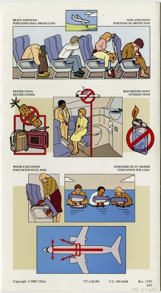 Image: safety information card: USAir, Boeing 737-400
