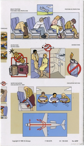 Image: safety information card: US Airways, Fokker F.100