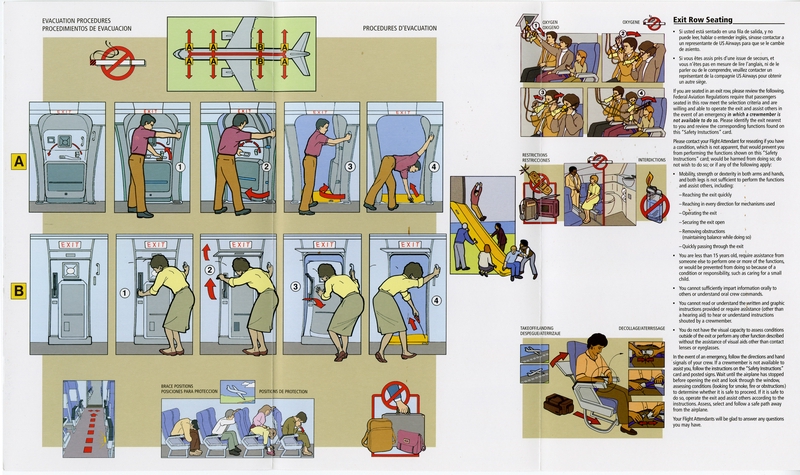 Image: safety information card: US Airways, Boeing 757