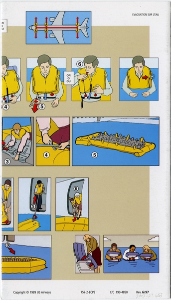 Image: safety information card: US Airways, Boeing 757