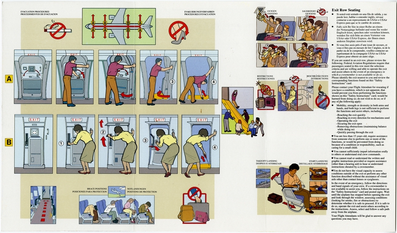 Image: safety information card: USAir, Boeing 757