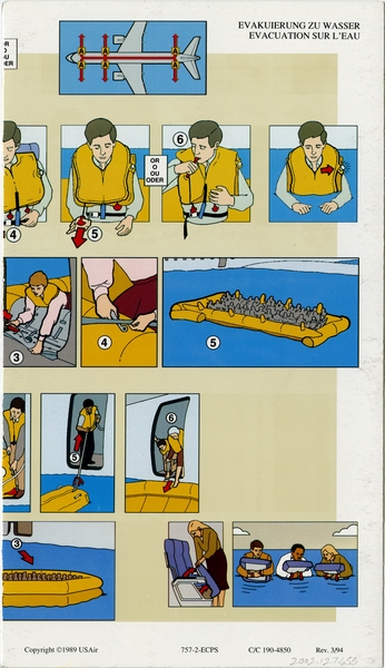 Image: safety information card: USAir, Boeing 757