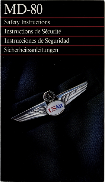 Image: safety information card: USAir, McDonnell Douglas MD-80