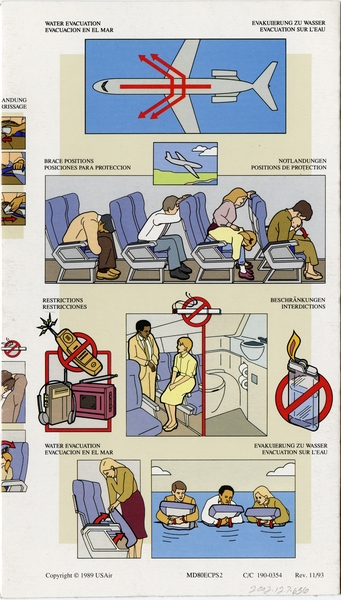 Image: safety information card: USAir, McDonnell Douglas MD-80