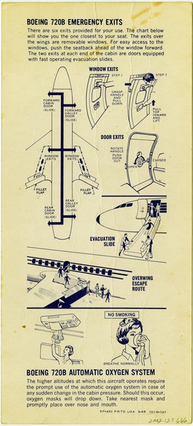 Image: safety information card: Western Airlines International, Boeing 720B