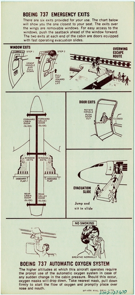 Image: safety information card: Western Airlines, Boeing 737