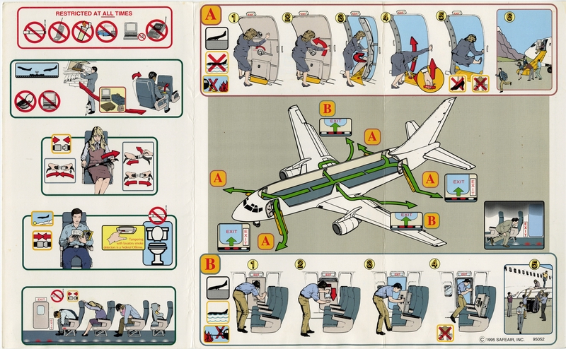 Image: safety information card: Western Pacific Airlines, Boeing 737
