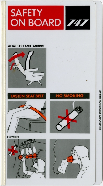 Image: safety information card: Boeing 747