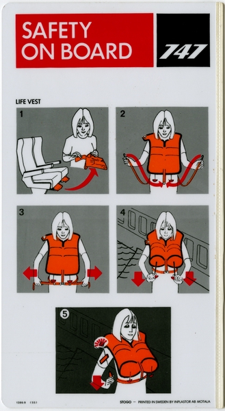 Image: safety information card: Boeing 747