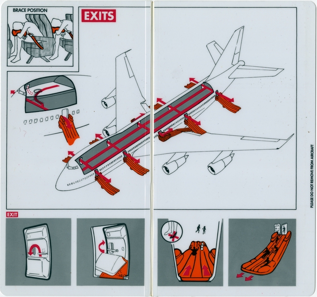 Image: safety information card: Boeing 747