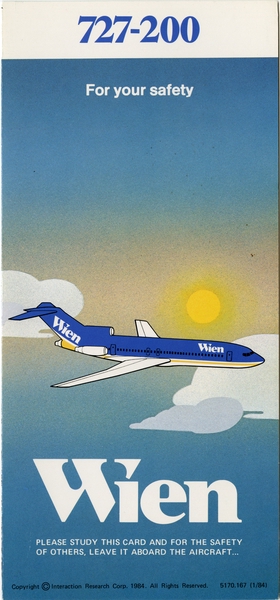 Image: safety information card: Wien, Boeing 727-200