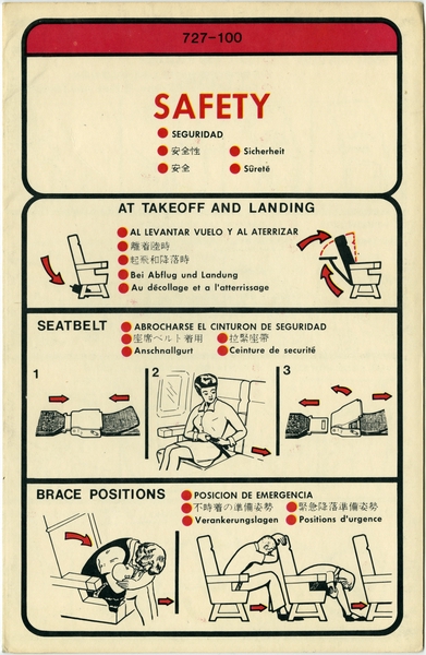 Image: safety information card: Boeing 727-100