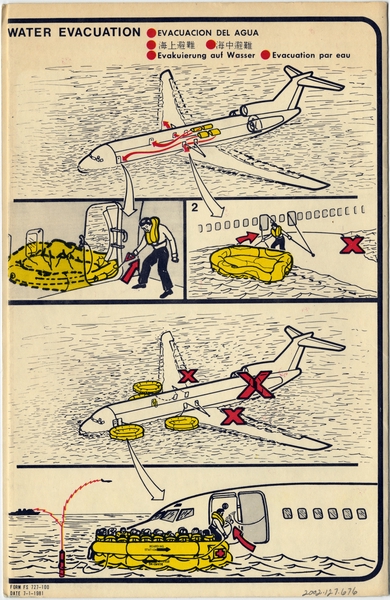 Image: safety information card: Boeing 727-100