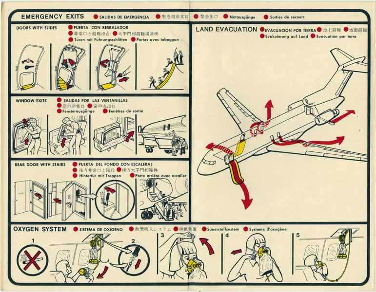 Image: safety information card: Boeing 727-100